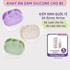 Khay Ăn Dặm Silicone Mama's Choice, Giúp Bé Ăn Dặm Dễ Dàng Với Thiết Kế Đặc Biệt Đế Hít Chống Trượt Đổ và Nắp Đậy