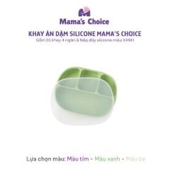 Bộ Ăn Dặm Cho Bé Thương Hiệu Mama's Choice, Combo Bát-Khay-Yếm-Thìa-Cốc Silicone Cao Cấp
