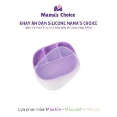 Bộ Ăn Dặm Cho Bé Thương Hiệu Mama's Choice, Combo Bát-Khay-Yếm-Thìa-Cốc Silicone Cao Cấp