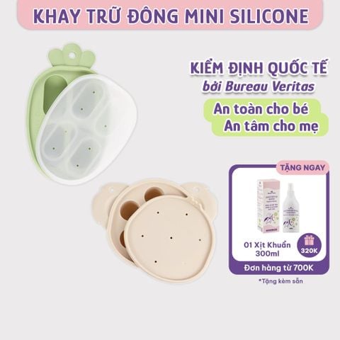 Khay Trữ Đông Mini Mama's Choice, Bảo Quản Đồ Ăn Dặm Thức Ăn Cho Bé, Nắp Đậy Chắc Chắn, Chất Liệu Silicone Bạch Kim