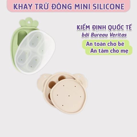 Khay Trữ Đông Mini Mama's Choice, Bảo Quản Đồ Ăn Dặm Thức Ăn Cho Bé, Nắp Đậy Chắc Chắn, Chất Liệu Silicone Bạch Kim