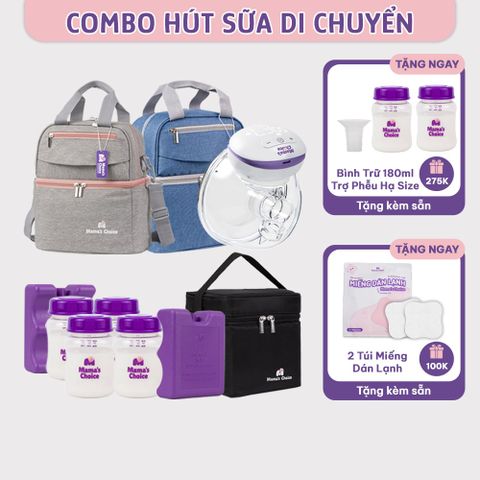 Hút Sữa Di Chuyển Mama’s Choice, Combo Thiết Kế Nhỏ Gọn, Hút Sữa Mọi Lúc Mọi Nơi, Bảo Quản Sữa Mẹ Lên Đến 14 Tiếng