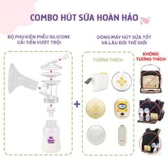 Bộ Phụ Kiện Hút Sữa Phễu Silicone Cho Máy Medela MaxFlow, Swing Maxi, Freestyle, Sonata, Freestyle Flex, Nhiều Size Phễu