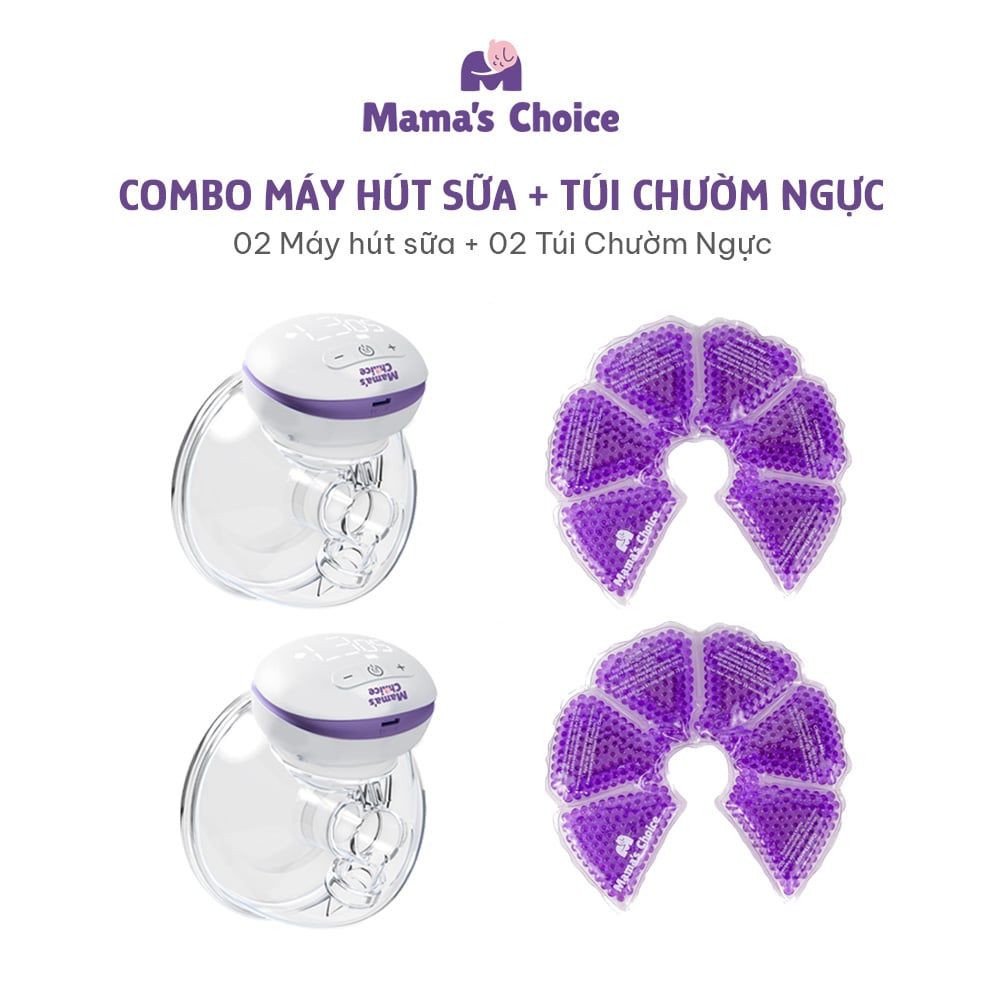 Combo Hút Sữa Hiệu Quả, Máy Hút Sữa Không Dây và Túi Chườm Thông Tắc Tia Mama's Choice, Hút Sữa Năng Suất Mẹ Nhàn Tênh
