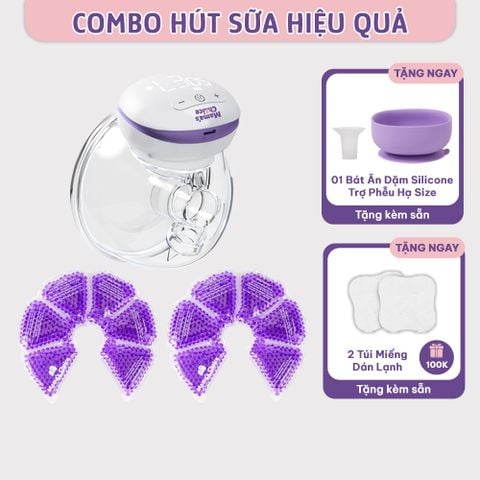 Combo Hút Sữa Hiệu Quả, Máy Hút Sữa Không Dây và Túi Chườm Thông Tắc Tia Mama's Choice, Hút Sữa Năng Suất Mẹ Nhàn Tênh