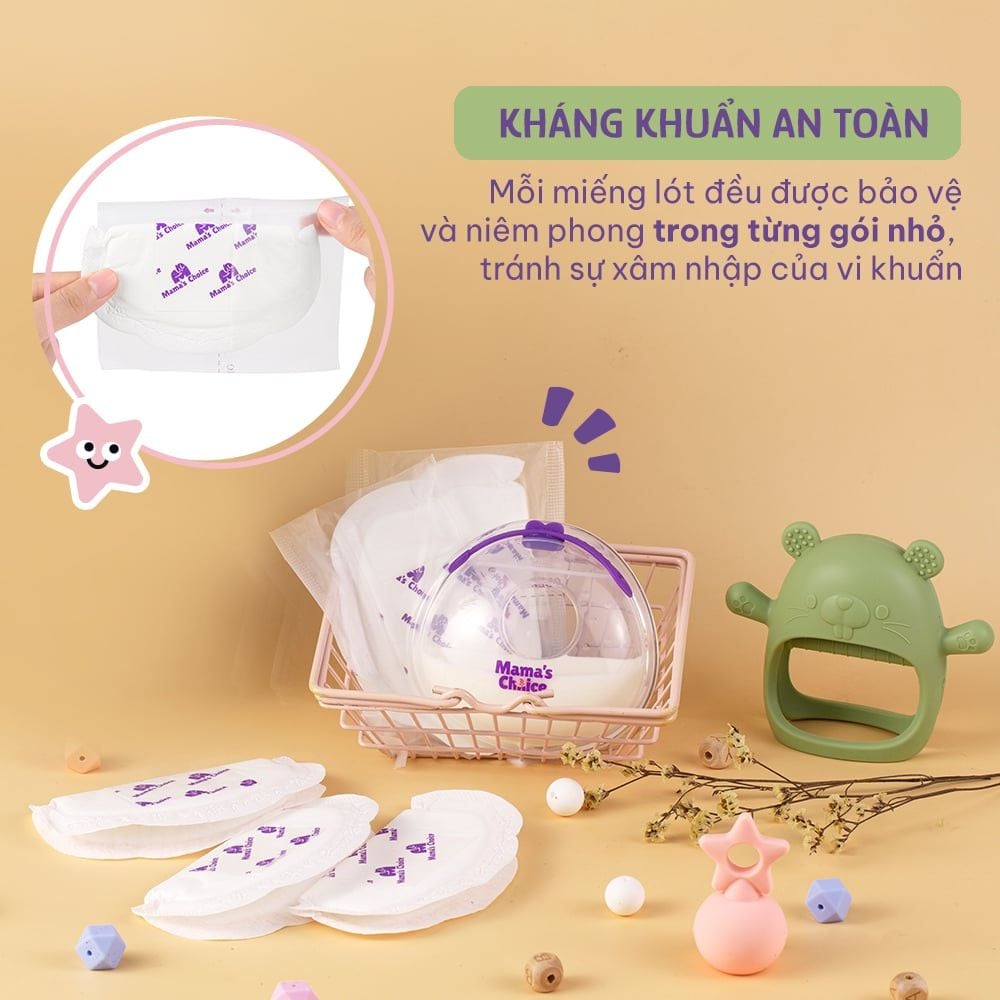 Miếng Lót Thấm Sữa Mama's Choice, Tấm Lót Thấm Hút Sữa Mẹ, Mỏng Nhẹ và Bám Dính Tốt (Hộp 60 Miếng)