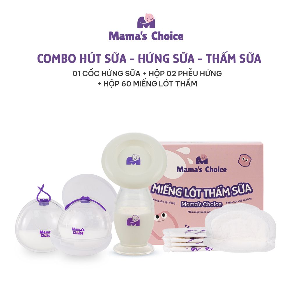 Combo Cốc Hứng Sữa, Phễu Hứng Sữa và Lót Thấm Sữa Mama's Choice, Tiện Lợi Tiết Kiệm Cho Mẹ Bầu và Sau Sinh