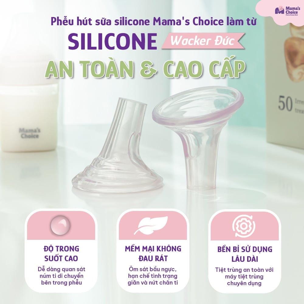 Phễu Hút Sữa Silicone Công Thái Học Mama's Choice, Êm Ái, Kích Sữa Hiệu Quả