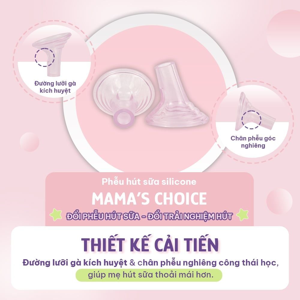 Phễu Hút Sữa Silicone Công Thái Học Mama's Choice, Êm Ái, Kích Sữa Hiệu Quả