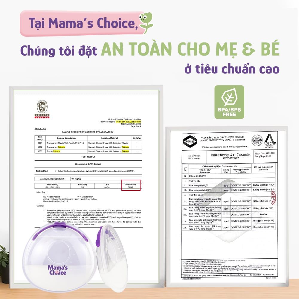 Phễu Hứng Sữa Mama's Choice, Chất Liệu Silicone Cao Cấp, Có Nút Đậy Chống Tràn và Dây Đeo Chống Rơi (Hộp 2 Cái)