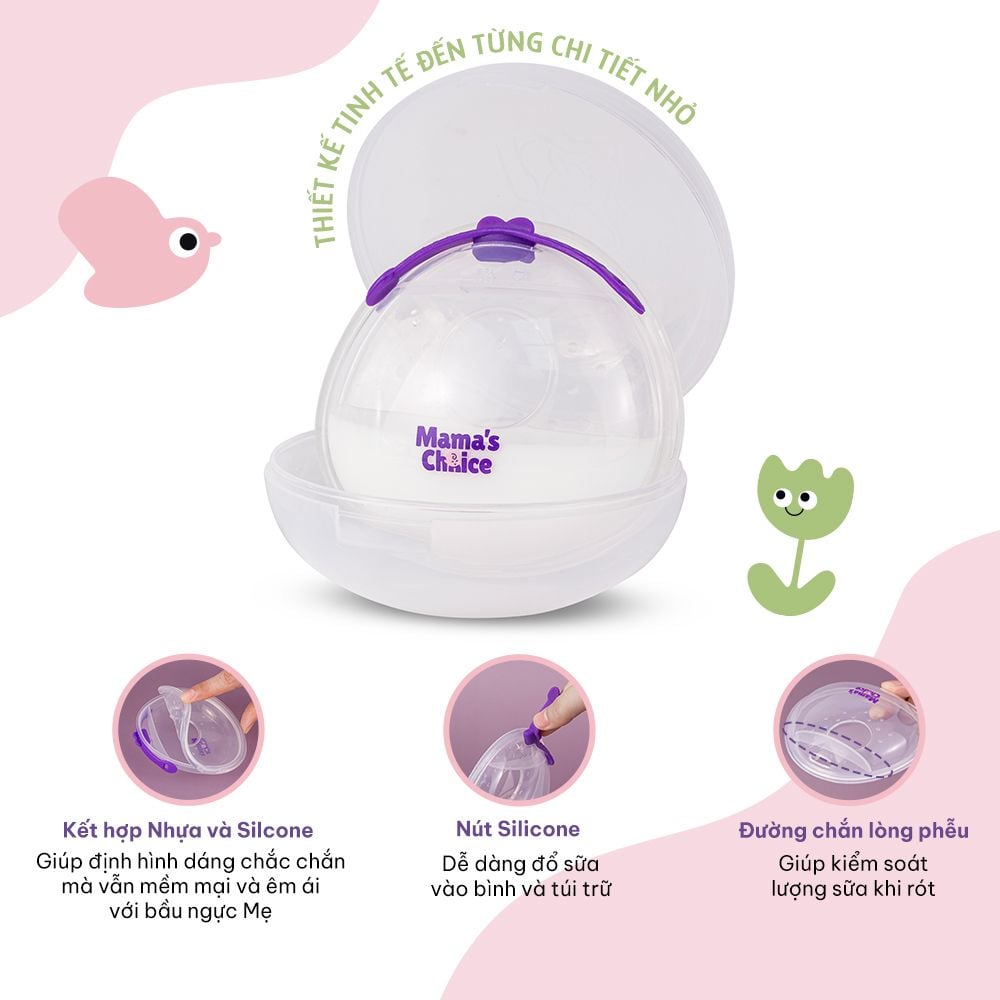 Combo Cốc Hứng Sữa, Phễu Hứng Sữa và Lót Thấm Sữa Mama's Choice, Tiện Lợi Tiết Kiệm Cho Mẹ Bầu và Sau Sinh