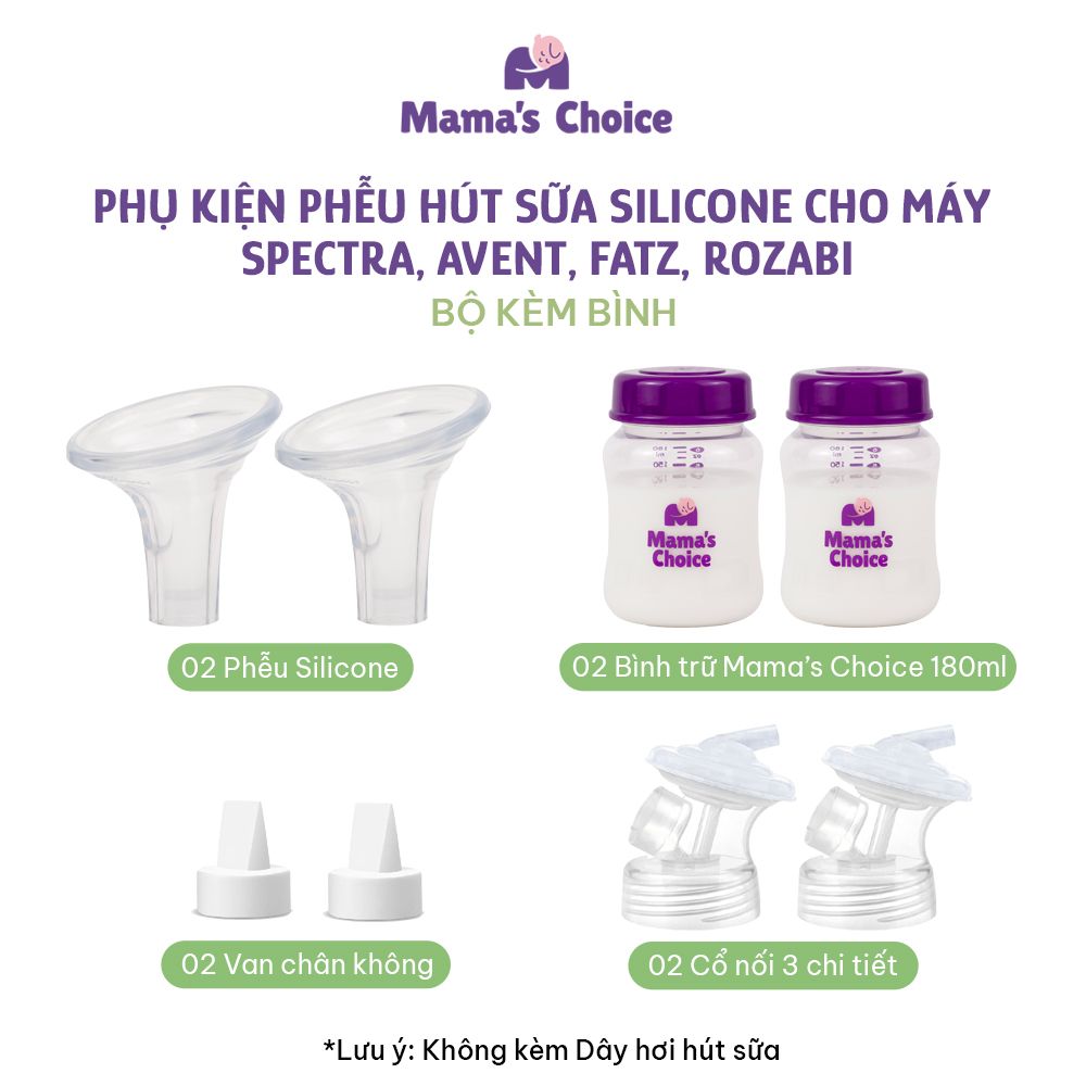 Phụ Kiện Hút Sữa Cải Tiến Phễu Silicone Cho Máy Spectra, Avent, Fazt, Rozabi, Vắt Sữa Êm Ái, Kiểm Định An Toàn Quốc Tế