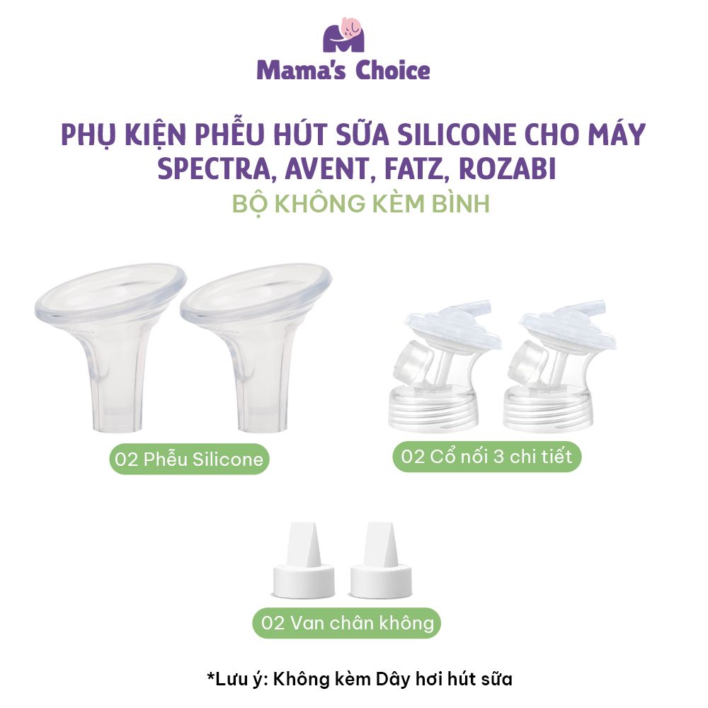 Phụ Kiện Hút Sữa Cải Tiến Phễu Silicone Cho Máy Spectra, Avent, Fazt, Rozabi, Vắt Sữa Êm Ái, Kiểm Định An Toàn Quốc Tế