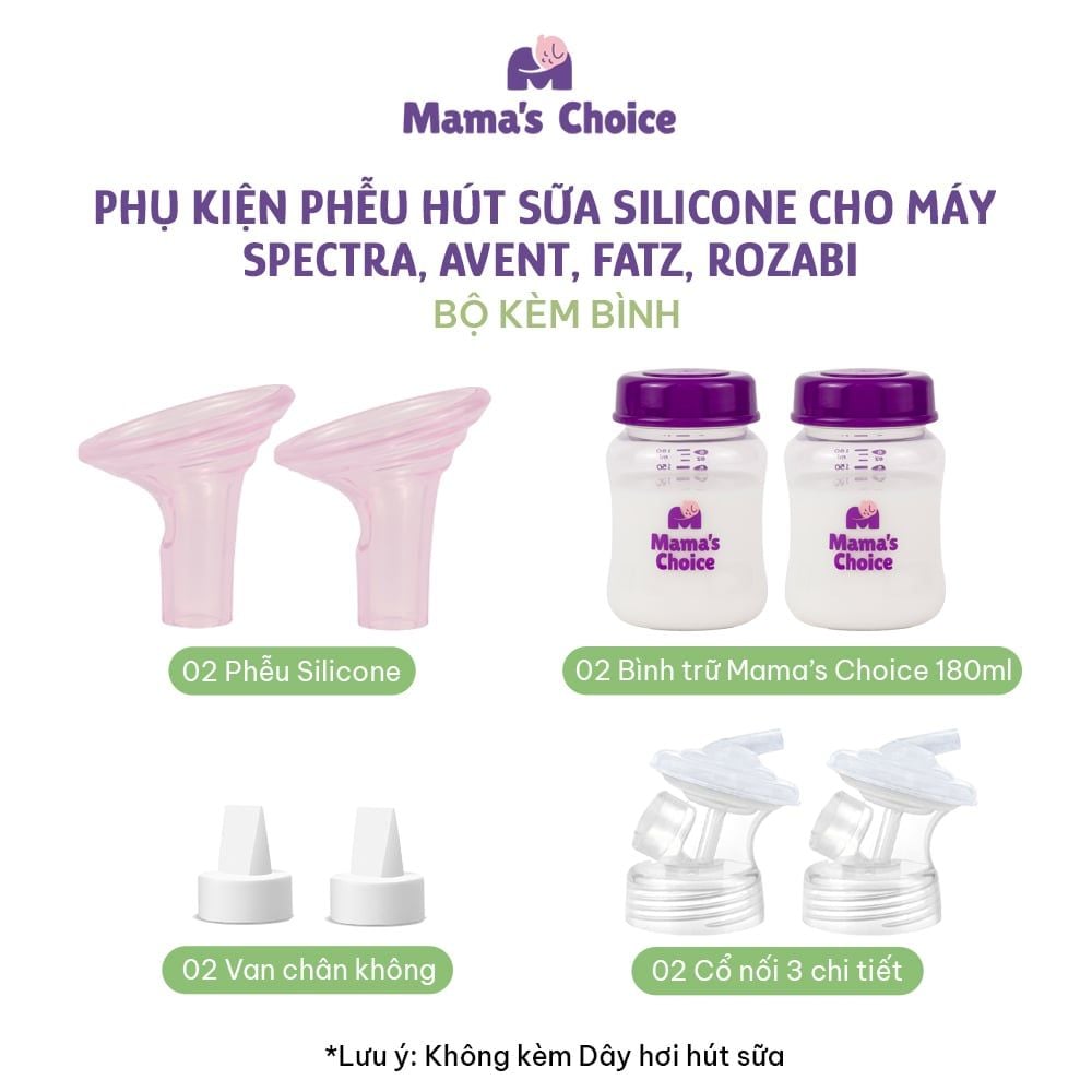 Phụ Kiện Hút Sữa Cải Tiến Phễu Silicone Cho Máy Spectra, Avent, Fazt, Rozabi, Vắt Sữa Êm Ái, Kiểm Định An Toàn Quốc Tế