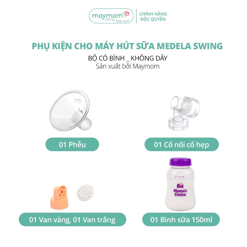 Bộ Phụ Kiện Máy Hút Sữa Medela Swing Thương Hiệu Maymom, Phễu Size Từ 10-32mm