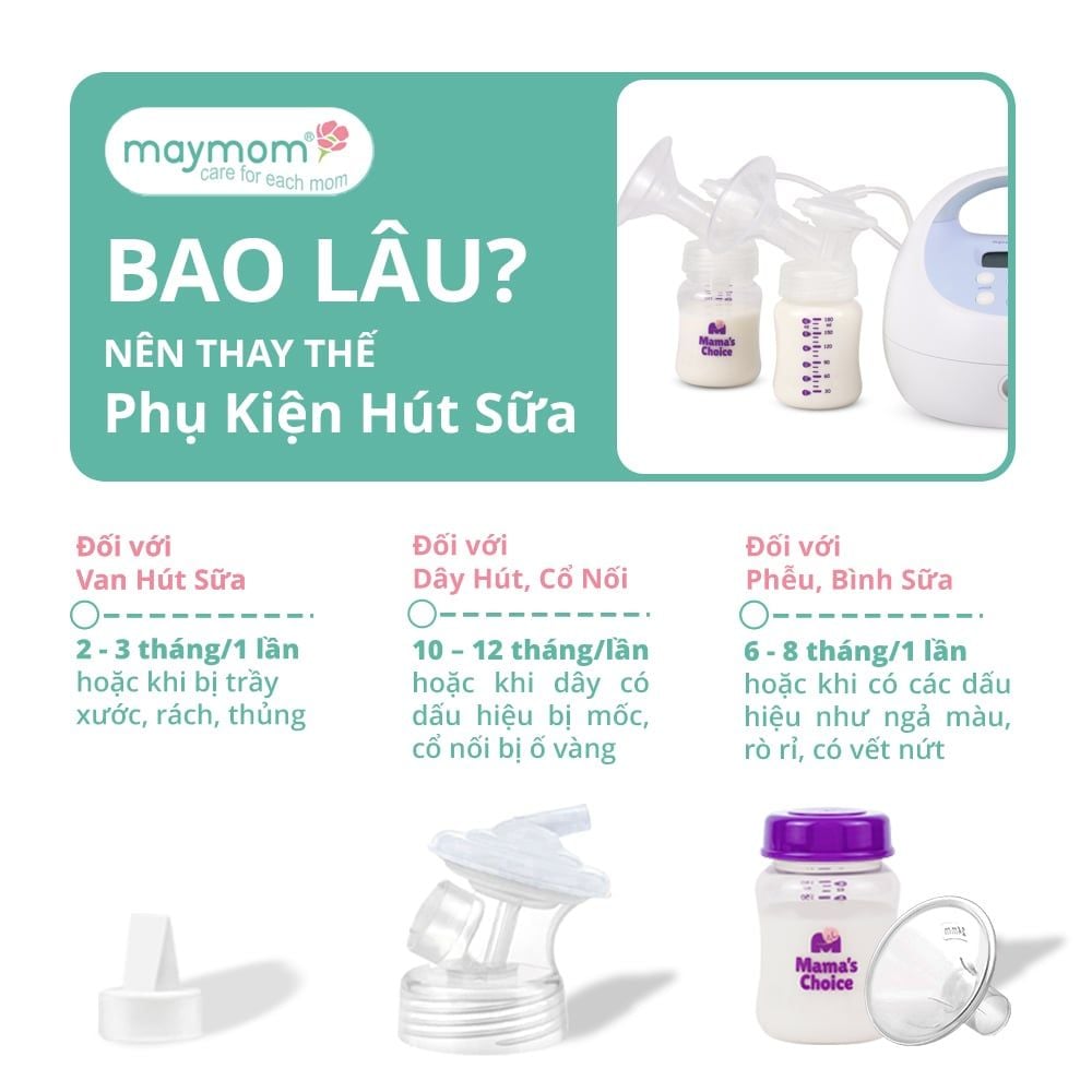 Cổ Nối Máy Hút Sữa Cổ Rộng 3 Chi Tiết Thương Hiệu Maymom, Tương Thích Máy Spectra, Avent, Fazt, Rozabi