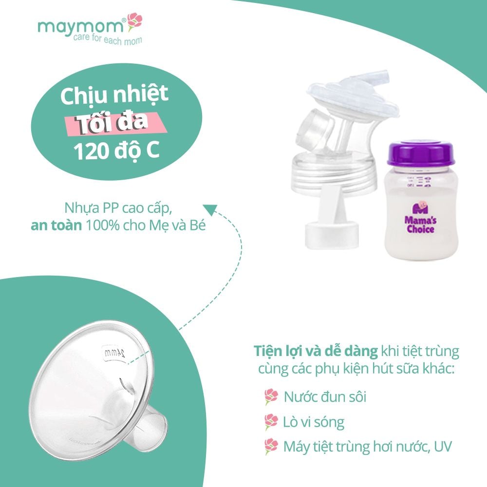 Cổ Nối Máy Hút Sữa Cổ Rộng 3 Chi Tiết Thương Hiệu Maymom, Tương Thích Máy Spectra, Avent, Fazt, Rozabi