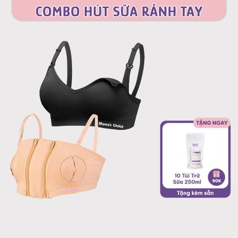 Combo Hỗ Trợ Hút Sữa Rảnh Tay, Áo Hút Sữa và Áo Lót Ngực Đa Năng Mama's Choice, Tăng Hiệu Quả Giảm Gánh Nặng Cho Mẹ