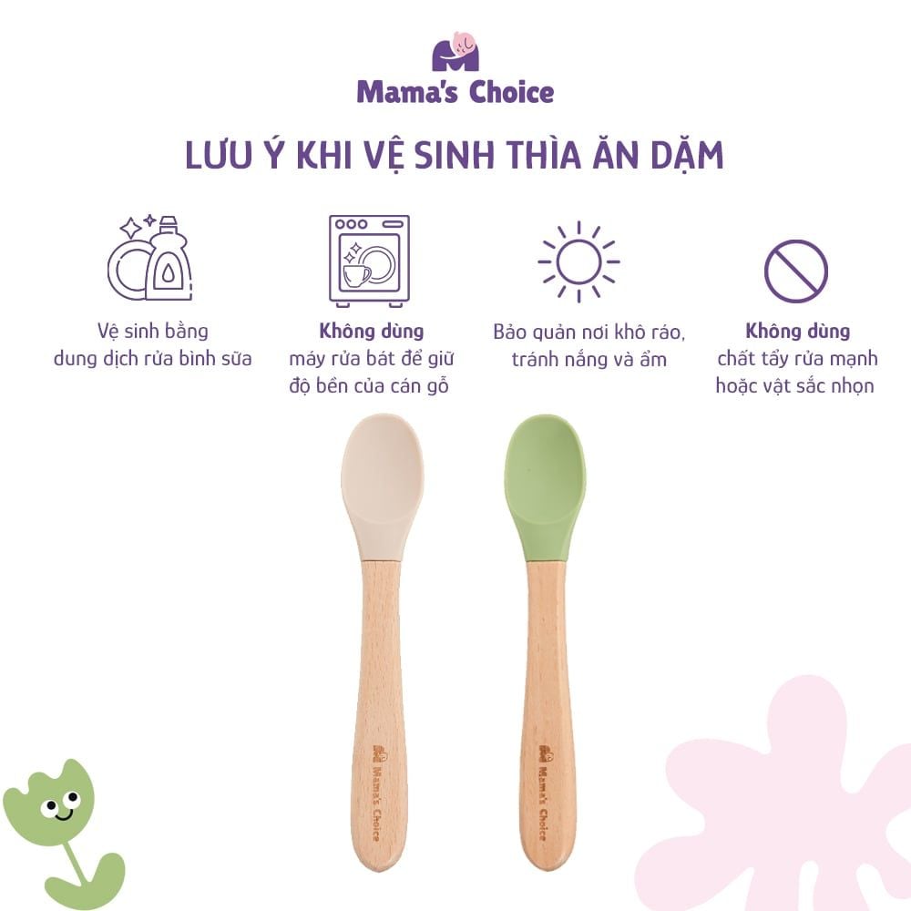 [Mẫu mới] Thìa Ăn Dặm Silicone Mama's Choice, Chất Liệu Mềm Mại và An Toàn Kiểm Định Quốc Tế Bureau Veritas