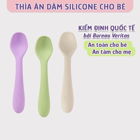Thìa Ăn Dặm Silicone Mama's Choice, Chất Liệu Mềm Mại và An Toàn Kiểm Định Quốc Tế Bureau Veritas