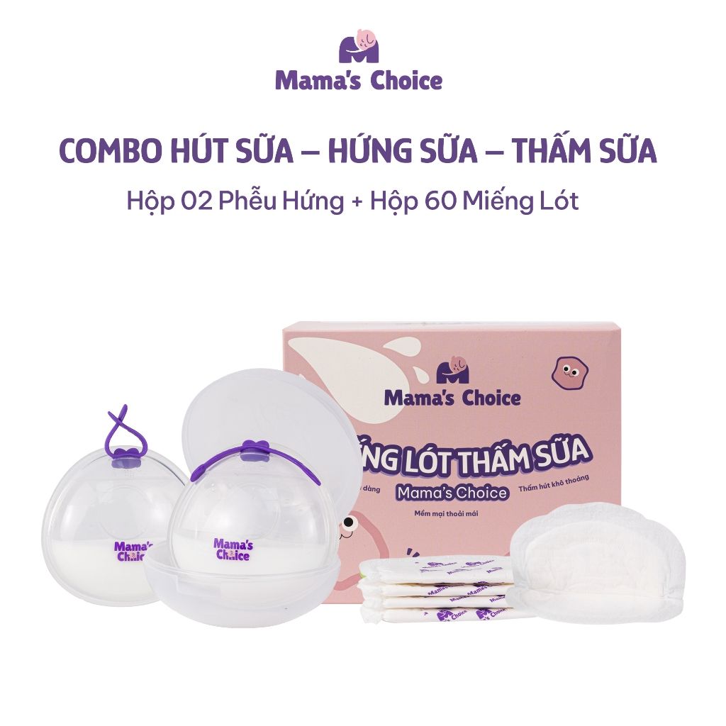 Combo Cốc Hứng Sữa, Phễu Hứng Sữa và Lót Thấm Sữa Mama's Choice, Tiện Lợi Tiết Kiệm Cho Mẹ Bầu và Sau Sinh