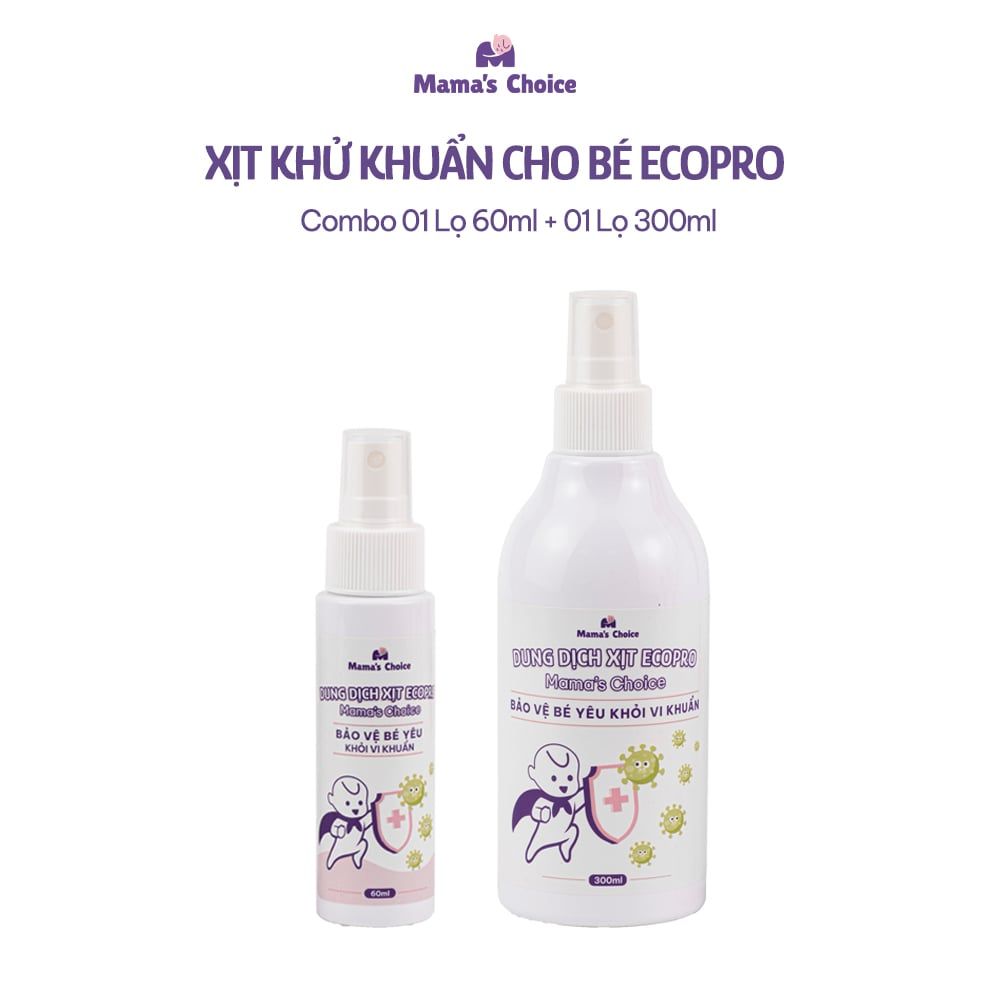 Xịt Khử Khuẩn EcoPro Mama's Choice, Xịt Khuẩn Đồ Dùng Cho Bé, Bình Sữa Núm Ti Giả, Bảo Vệ Bé Yêu An Toàn
