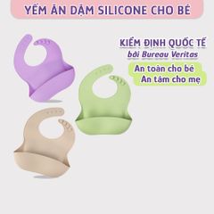 Yếm Ăn Dặm Silicone Mama's Choice Cao Cấp, Thiết Kế Đặc Biệt với Máng Chắn Thức Ăn và Nấc Điều Chỉnh Phù Hợp Với Bé