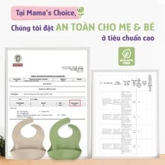Yếm Ăn Dặm Silicone Mama's Choice Cao Cấp, Thiết Kế Đặc Biệt với Máng Chắn Thức Ăn và Nấc Điều Chỉnh Phù Hợp Với Bé