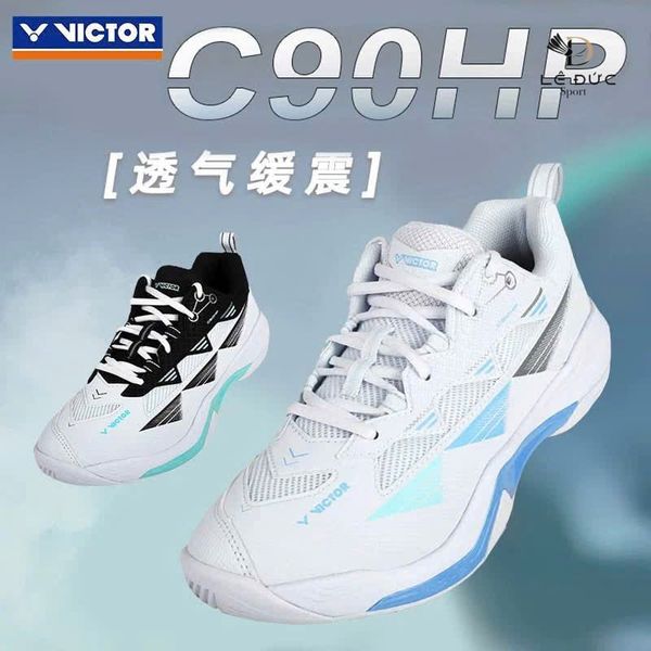 Giày Cầu Lông Victor C90 HP Trắng Xanh Chính Hãng (Tặng Kèm Tất Dày Cổ Cao) - Lê Đức Sport