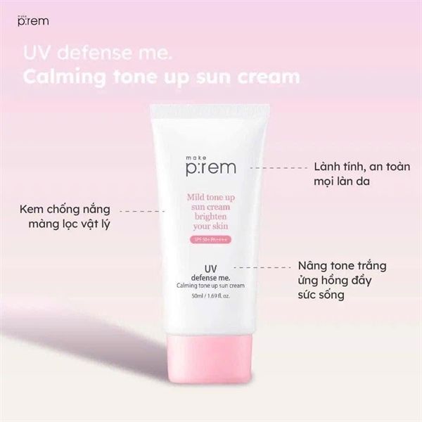 Kem chống nắng Make P:Rem UV defense Me calming tone up Sun Cream spf50+pa++++