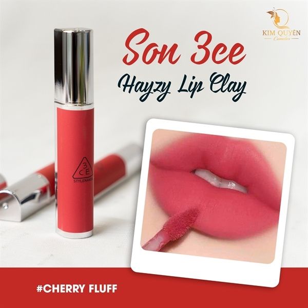 Son Lì 3CE Mịn Môi Hazy Lip Clay Cherry fluff
