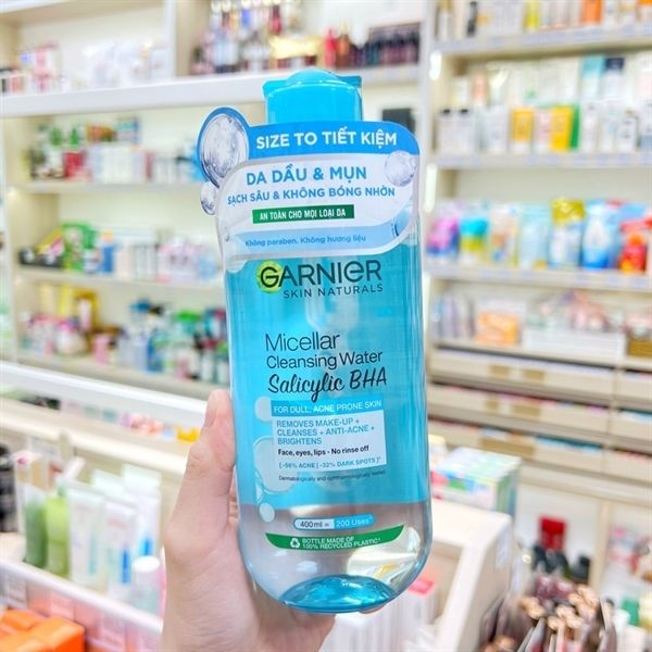 Nước Tẩy Trang Garnier Micellar Cleansing Water Salicylic BHA Da Dầu, Mụn 400ml #Xanh Dương