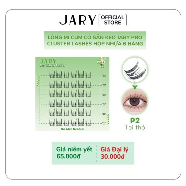 Lông mi cụm sẵn keo Jary p2 ( Xanh Tai Thỏ)