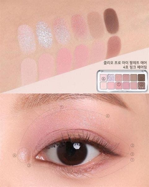 Bảng phấn mắt Clio pro EYE palette air 12Ô #04 pink pairing