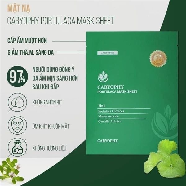 Hộp Mặt nạ trị mụn, giảm thâm Caryophy ( 10 miếng)