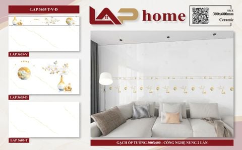  Gạch men ốp tường LAPHOME 3605D: 300mmx600mm 