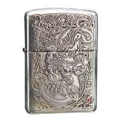 Zippo Bạc Khối Armor Khắc Kỳ Lân Các Mặt BK18