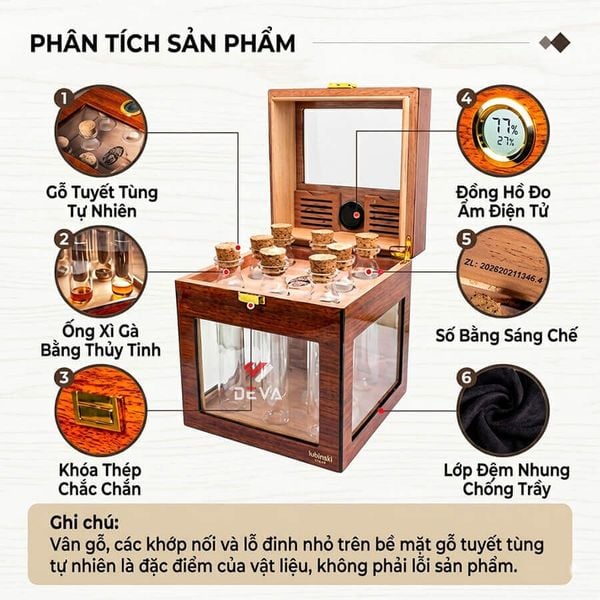 Hộp ủ xì gà Kèm 8 ống hương liệu Lubinski YJA 60059