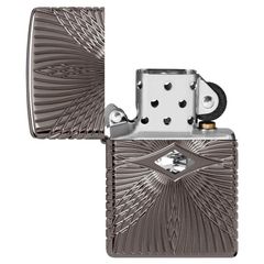 Zippo Armor luxury khắc MultiCut Đính Đá Crystal Black Ice Z149
