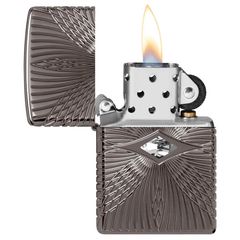 Zippo Armor luxury khắc MultiCut Đính Đá Crystal Black Ice Z149