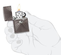Zippo Armor luxury khắc MultiCut Đính Đá Crystal Black Ice Z149