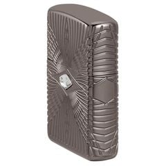 Zippo Armor luxury khắc MultiCut Đính Đá Crystal Black Ice Z149