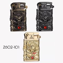 Bật lửa xăng đá Zorro đánh lửa tự động ốp hình rồng 3D Z602-101