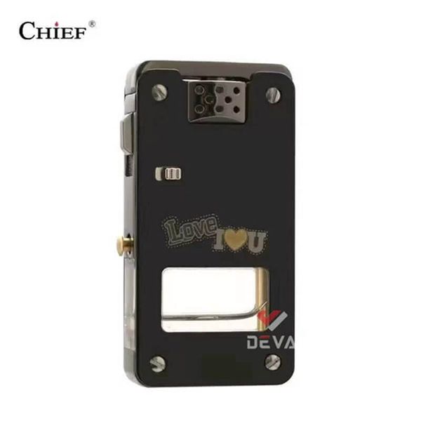 Bật lửa xăng đá chính hãng Chief đánh lửa tự động ô chứa trong suốt CF 705