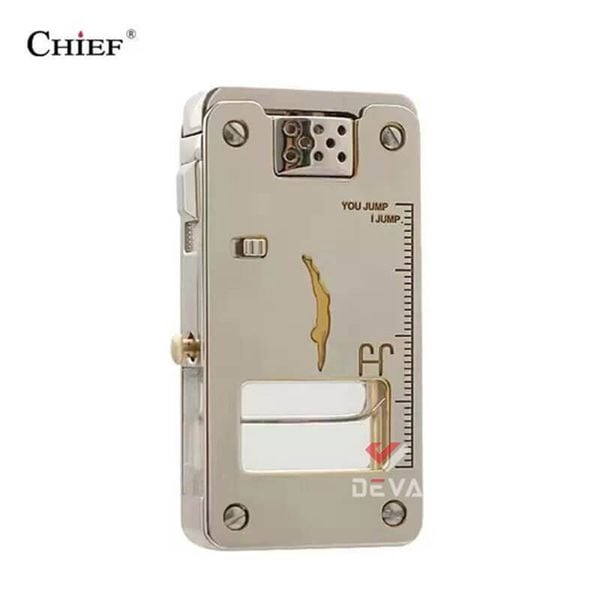 Bật lửa xăng đá chính hãng Chief đánh lửa tự động ô chứa trong suốt CF 705
