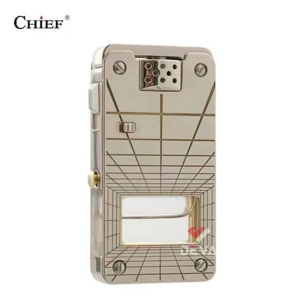 Bật lửa xăng đá chính hãng Chief đánh lửa tự động ô chứa trong suốt CF 705