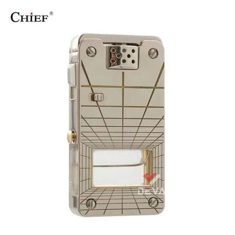 Bật lửa xăng đá chính hãng Chief đánh lửa tự động ô chứa trong suốt CF 705