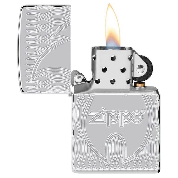 Zippo Flame Design Multicut Armor Luxury – High Polish Chrome (Chính hãng Zippo, Mỹ) Z21