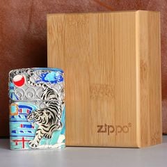 Zippo Bọc Lưới Mạ Vàng Chủ Đề Chúa Sơn Lâm Rời Núi ZN189