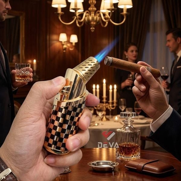 Bật lửa gas Jobon khò 3 tia kèm que xiên và đục Cigar chuyên dụng ZB 506
